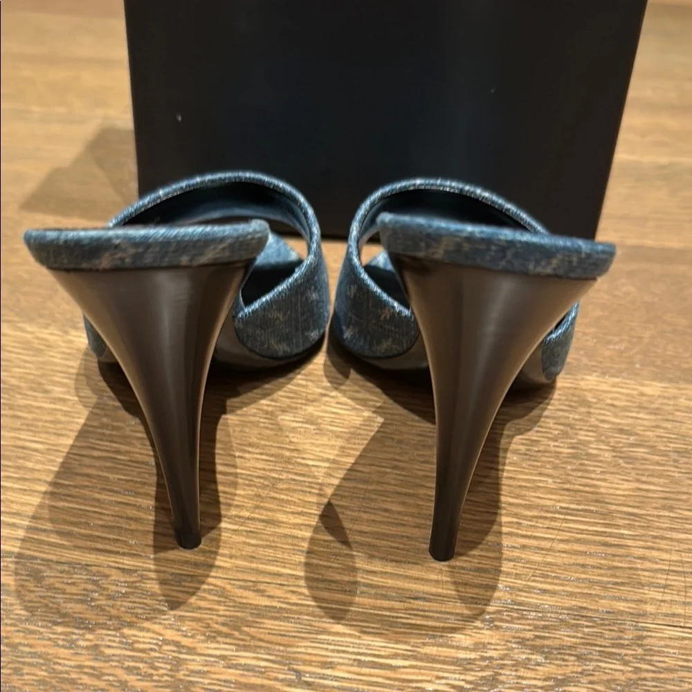 Saint Laurent Blue High Heel Mules - Picture 4 of 7
